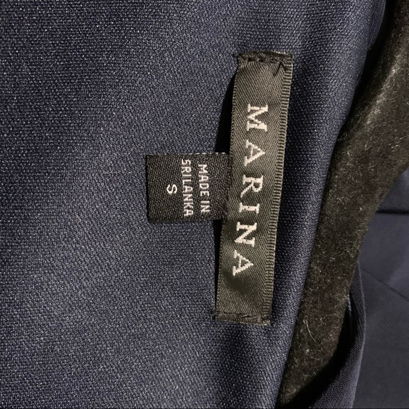 MARINA Navy Blue Ruffle Wrap Dress Wedding Prom S - Picture 4 of 10